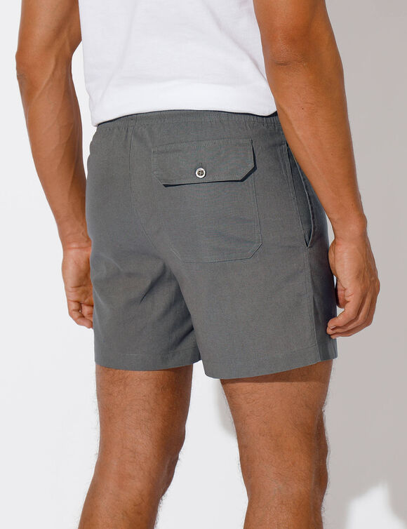 Short toile ceinture élastiquée (gris)