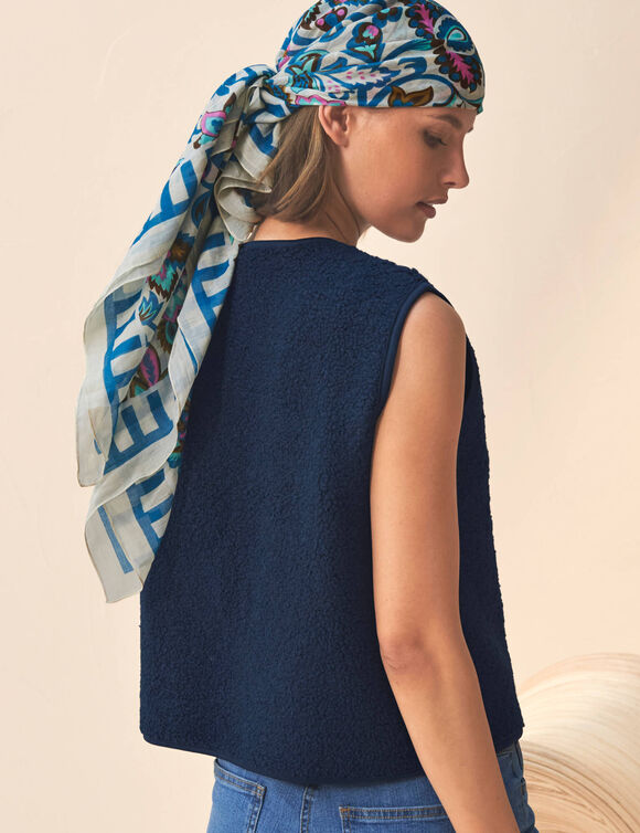 Veste sans manches, maille bouclette (marine)