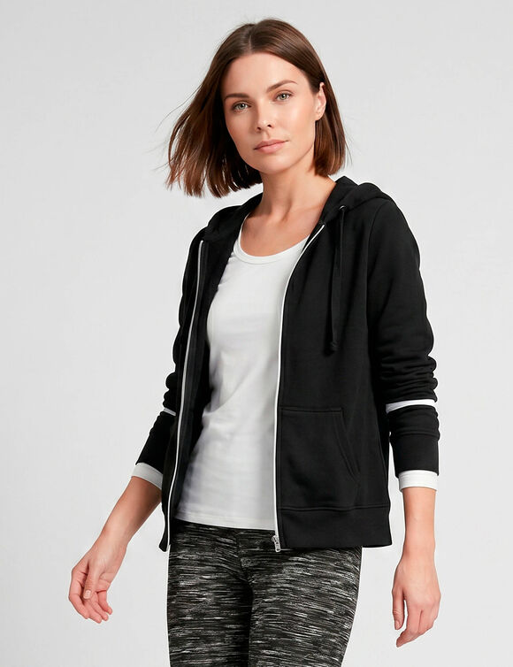 Veste bicolore zipp&eacute;e molleton gratt&eacute; (noir / blanc)