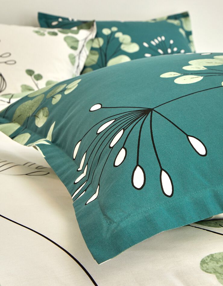 Linge de lit Danae en coton imprimé (vert d'eau)