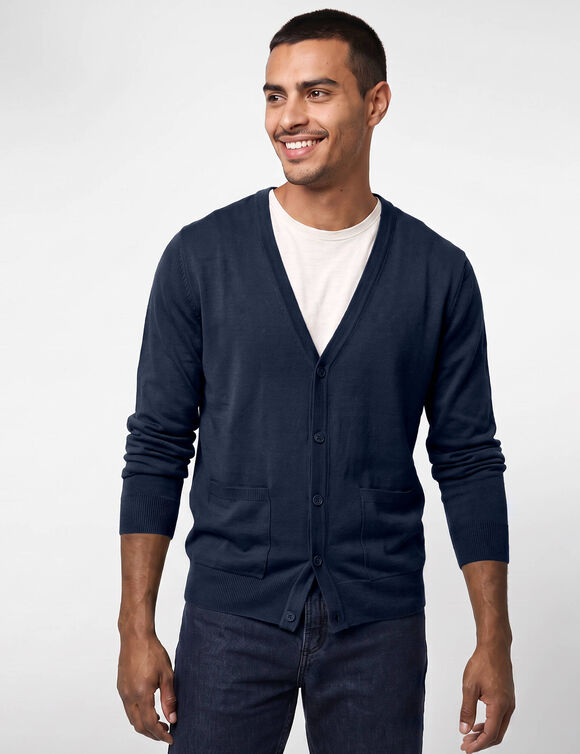Gilet boutonn&eacute; manches longues (marine)