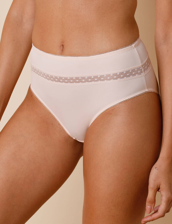 Culotte haute microfibre et tulle plumetis effet seconde peau Paia - lot de 2 (poudre)