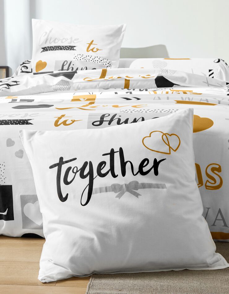 Linge de lit Love en coton imprimé coeurs, blanc Linge de lit Love en coton imprimé coeurs, blanc, hi-res image number 2