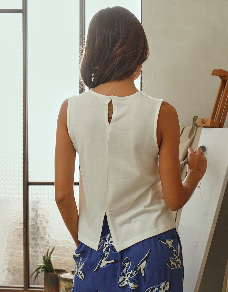 Tee-shirt imprimé, collection "Odette Lepeltier" (blanc / bleu)