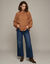 Blouse met ruches, lange mouwen, voile (hazelnootbruin)