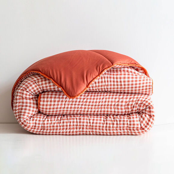 Couette microfibre imprim&eacute; vichy 200 g/m&sup2;  (tomette)