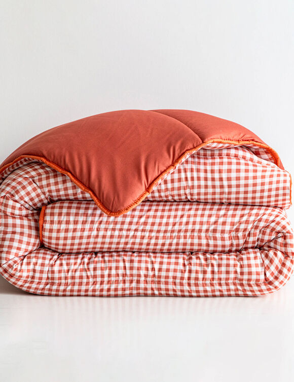 Couette microfibre imprim&eacute; vichy 200 g/m&sup2;  (tomette)