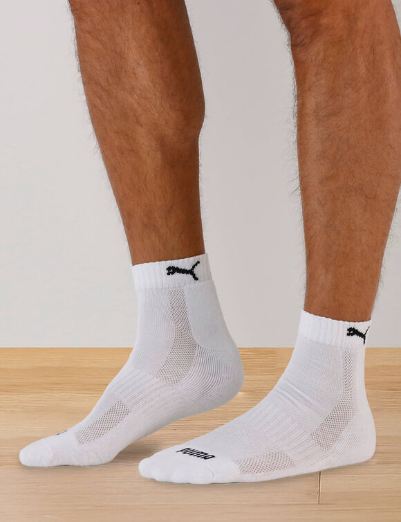 Chaussettes basses matelass&eacute;es quarter - lot de 3 paires (blanc)