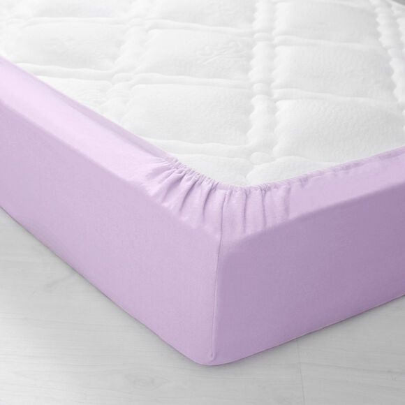 Drap-housse uni flanelle 130g/m&sup2; - bonnet 32 cm (lavande)