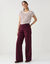 Pantalon large taille haute semi-&eacute;lastiqu&eacute;e &agrave; nouette, coton (bordeaux)
