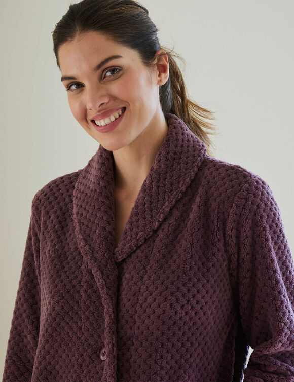 Robe de chambre maille polaire col châle - longueur 120 cm (taupe)