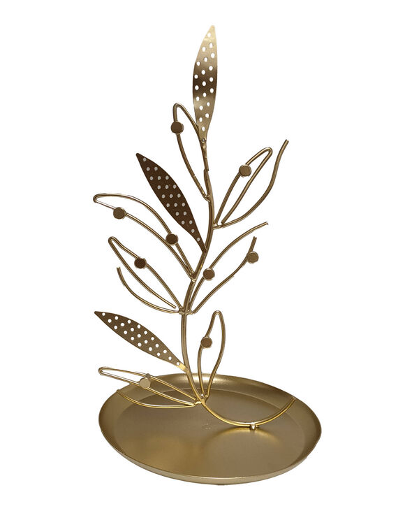 Porte-bijoux en m&eacute;tal, forme feuille (goudkleurig)