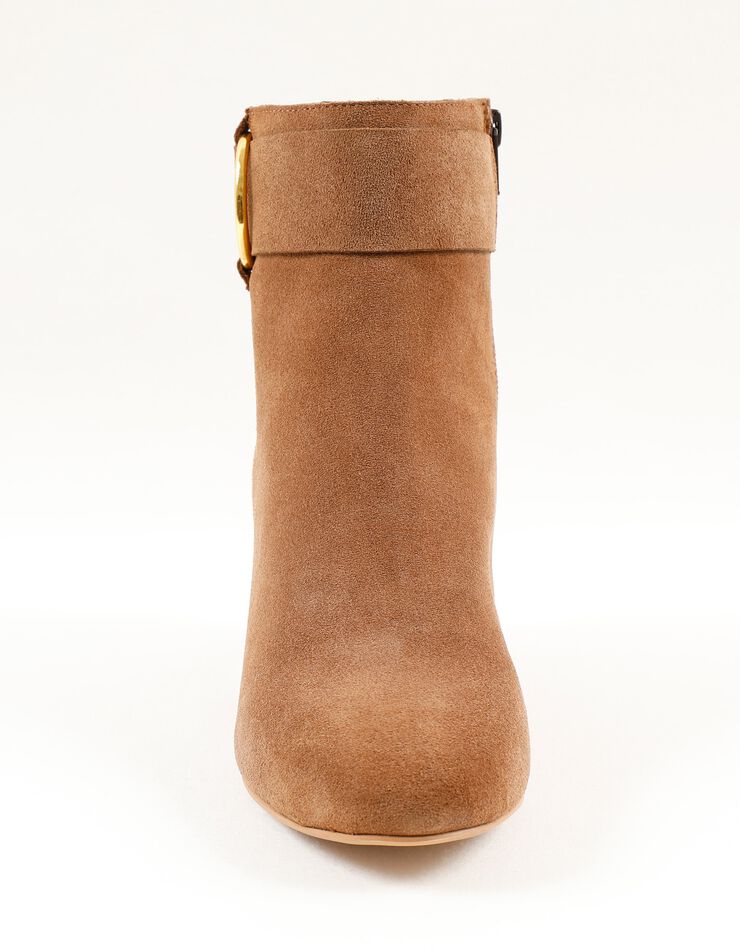 Boots in splitleer met gesp opzij, karamel Boots in splitleer met gesp opzij, karamel, hi-res image number 3