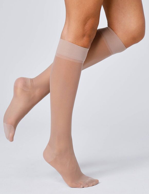 Vermoeidheidswerende kniekousen 40 denier - set van 2 paar (lichtbeige)