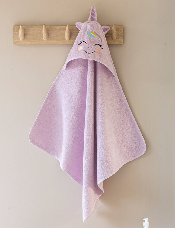 Cape de bain bébé déguisement licorne (parme)