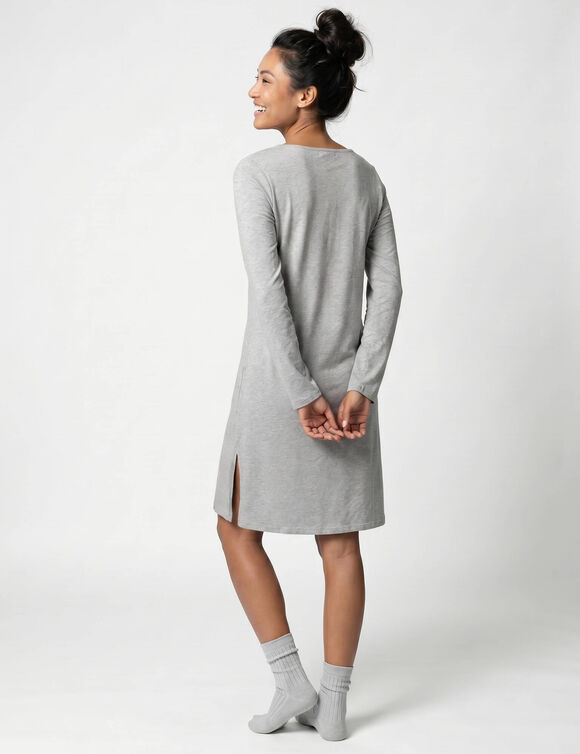 Chemise de nuit courte manches longues imprim&eacute; mouton (gris chin&eacute;)