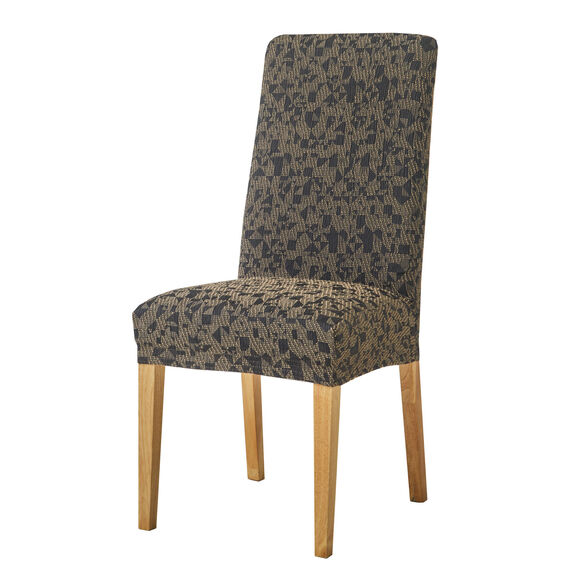 Housse de chaise extensible, motif tachet&eacute; graphique (marron)