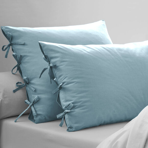 Linge de lit uni - percale de coton 72 fils/cm&sup2; (bleu clair)
