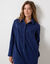Robe de chambre longue en polaire, col Claudine (marine)