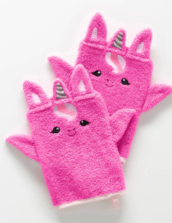 Collectie in badstof voor kinderen, met geborduurd eenhoornmotief, katoen - 380 g/m2 (fuchsia)