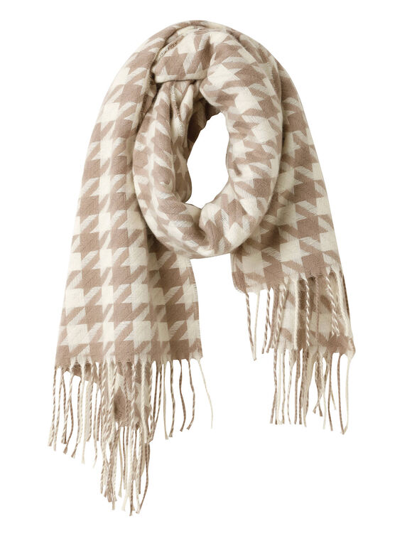 Echarpe pied-de-coq ultra douce (écru / beige)