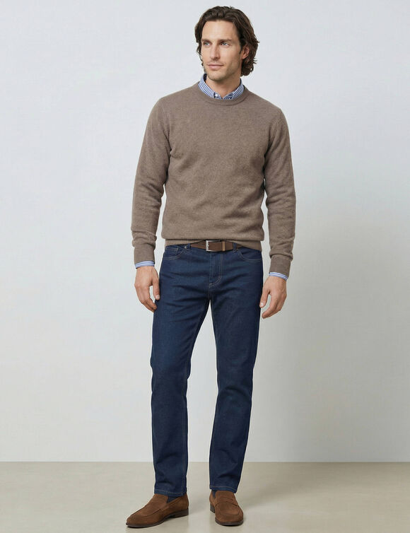 Pull col rond 80% laine (taupe clair)