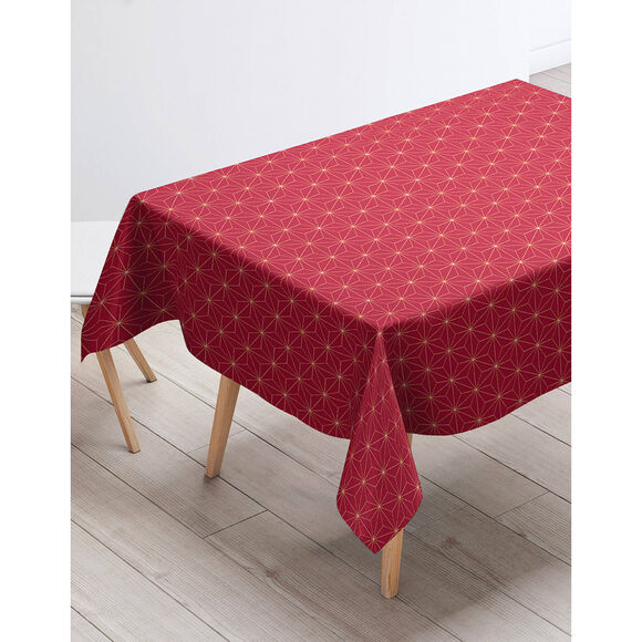 Tafellaken met metallic geometrische motieven (bordeaux)