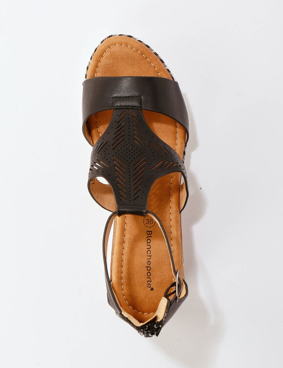 Sandales compens&eacute;es ajour&eacute;es (noir)