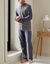 Pyjama pantalon ray&eacute; velours manches longues (anthracite)