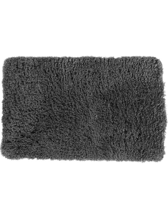 Tapis de bain uni moelleux microfibre (gris anthracite)