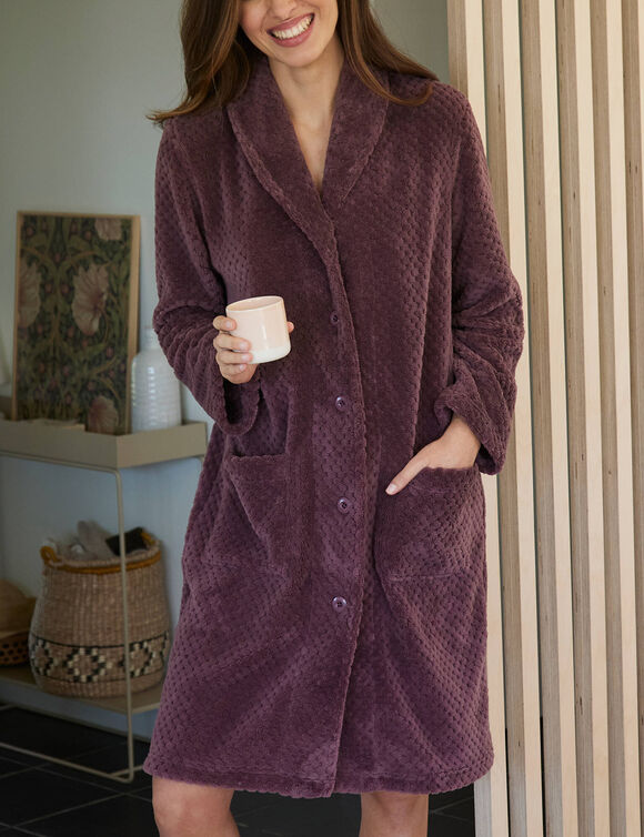 Fleece-kamerjas met sjaalkraag - Lengte 95 cm (taupe)