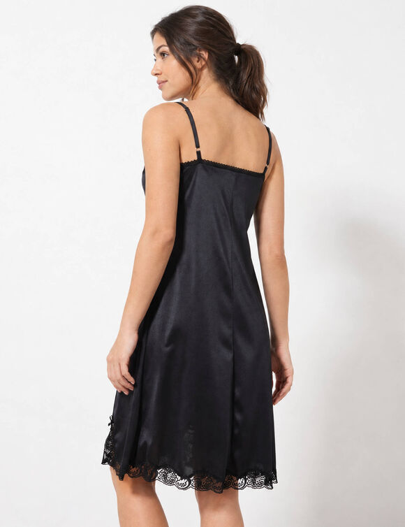 Fond de robe en satin antistatique  (noir)