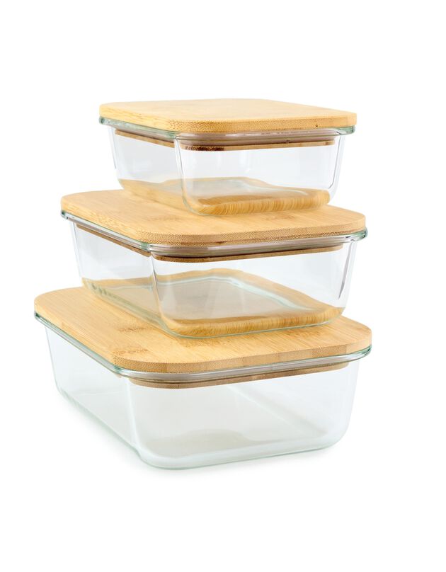 Plat verre couvercle bambou (transparent)