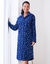 Peignoir in fleece met sterrenprint (marine)