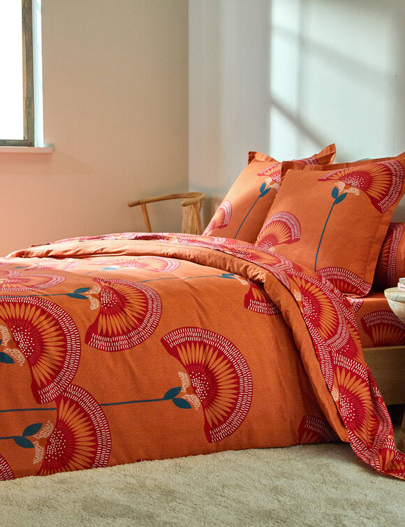 Linge de lit Suzanne en coton imprimé  (terracotta)