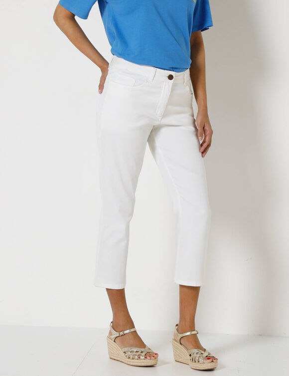 Pantacourt effet ventre plat coton stretch (blanc)