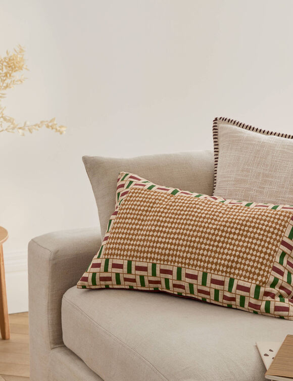 Rechthoekig kussen met geometrische motieven (veelkleurig)