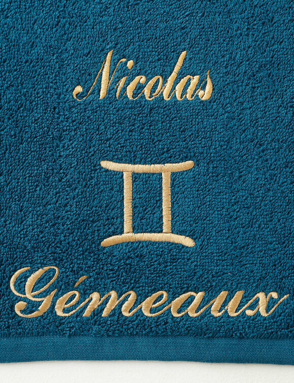 Serviettes de bain brod&eacute;es signe astrologique, &agrave; personnaliser - 420g/m2 (g&eacute;meaux)