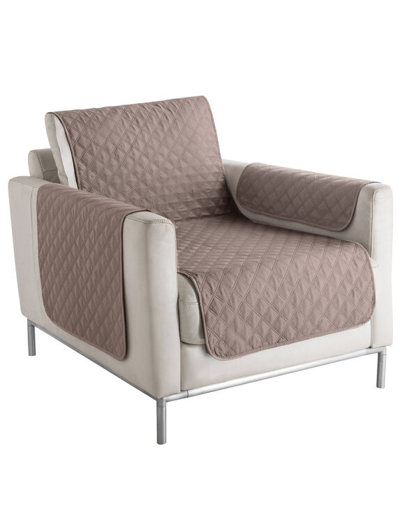 Prot&egrave;ge-salon antiglisse microfibre matelass&eacute; (taupe)