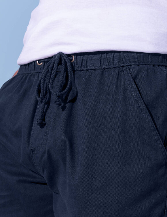 Pantalon cargo gabardine élastiqué (marine)