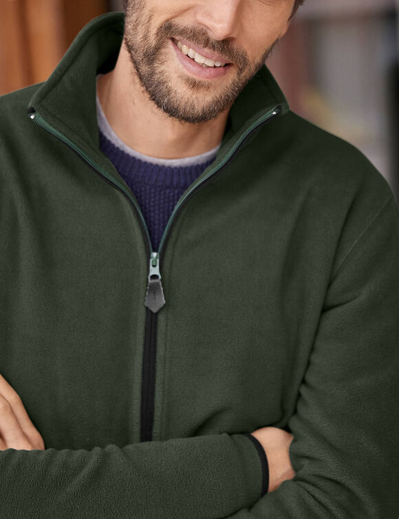 Blouson zippé maille micropolaire (kaki)