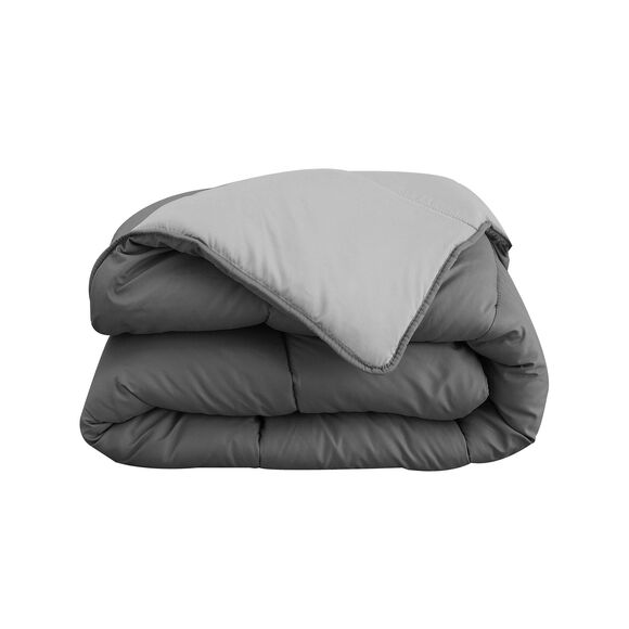 Couette bicolore microfibre 350 g/m² (gris / anthracite)