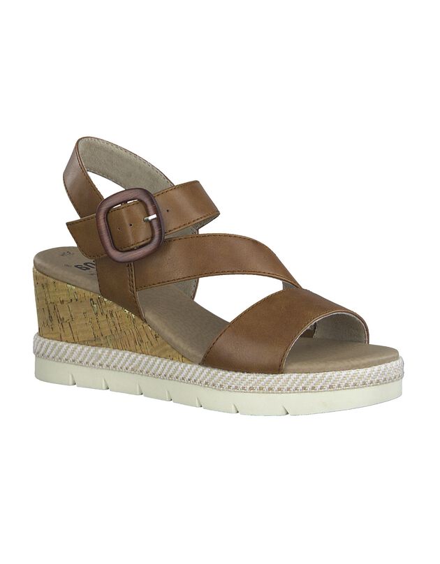 Sandalen met sleehak in kurkstijl (bruin)