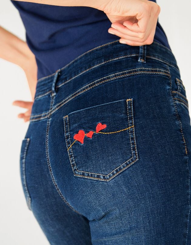 Rechte jeans met 'hart' borduursel, stone, hi-res