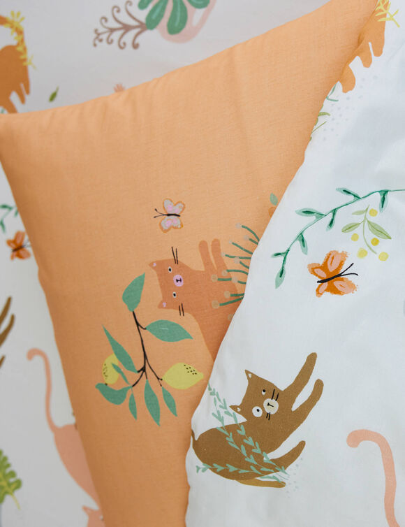 Bedlinnen Chafou met kattenprint - katoen  (wit)