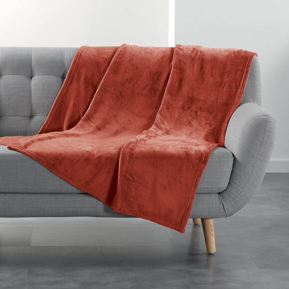 Plaid polaire, toucher peluche (terracotta)
