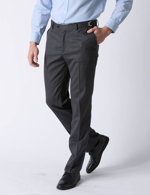 Pantalon ville ceinture ajustable boucle - polylaine (gris anthracite)