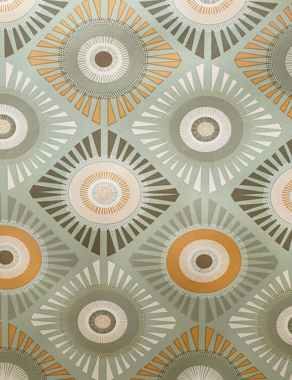 Tafelzeil met waxprint (groen / grijs)