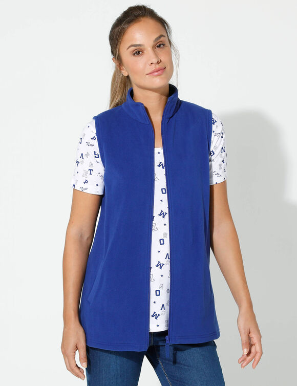 Veste polaire zipp&eacute;e sans manches (bleu dur)