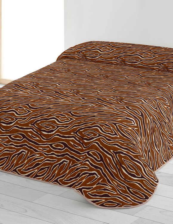 Couvre-lit matelassé imprimé Zebra (chocolat)